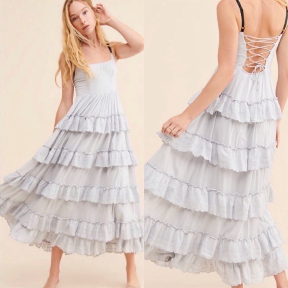 Urban Outfitters Annabelle Tiered Ruffle Maxi Dress Size S/P